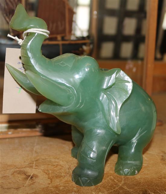 Carved jade figure of an elephant(-)
